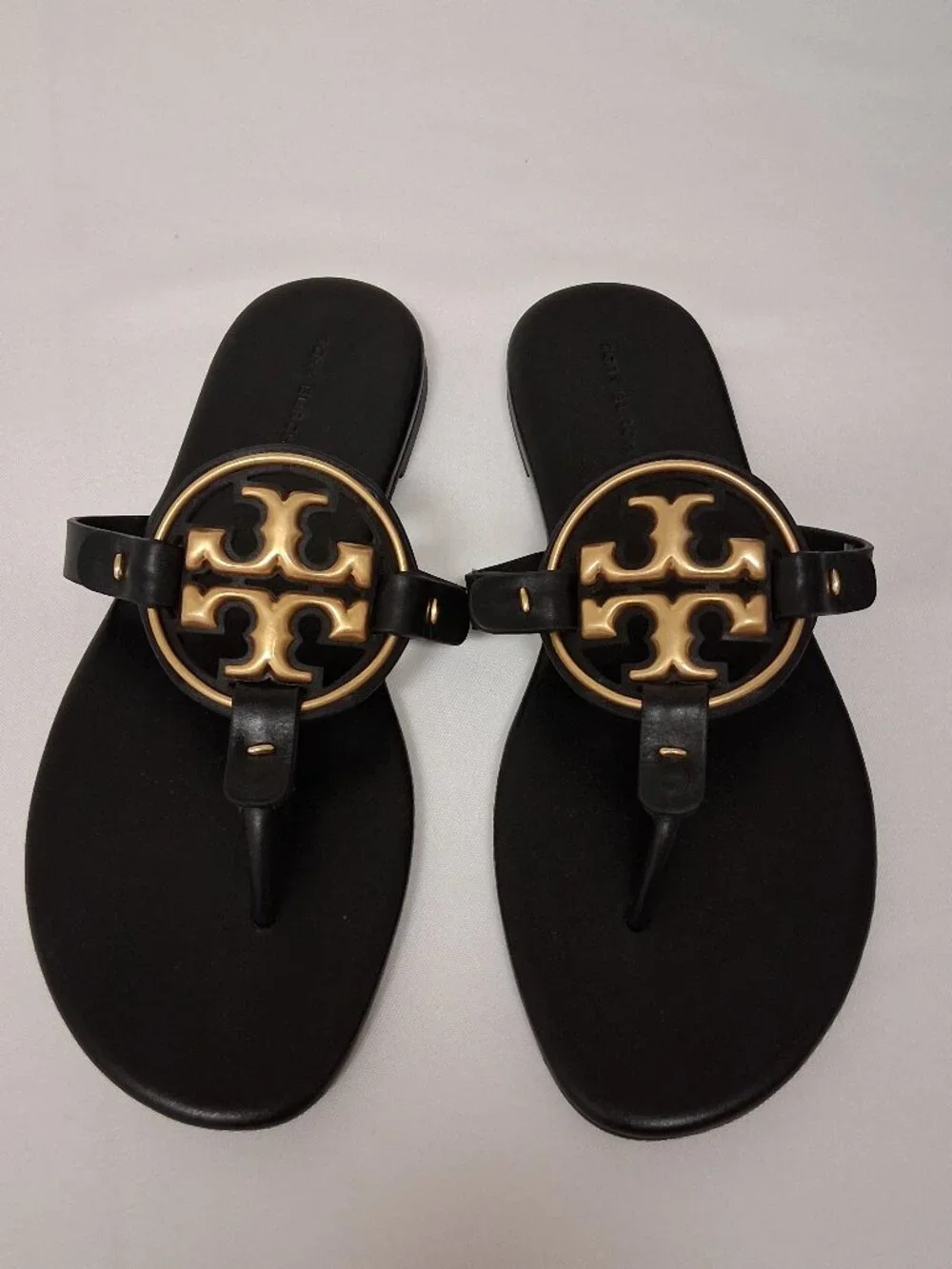 Tory Burch Women's Metal Miller Soft Sandals - Black/Gold, Size 8 Medium US New